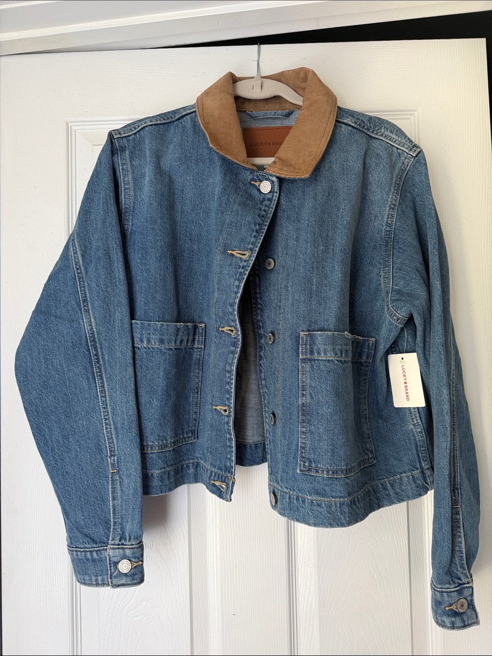 Lucky Brand Denim Jacket with Tan Collar
